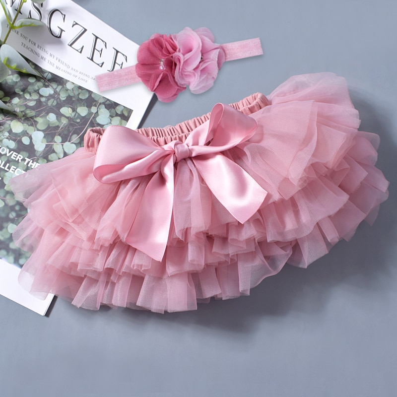 Baby Girl's Mesh Skirt with Bow and Matching Color Headband Baby Girl's Mesh Skirt with Bow and Matching Color Headband