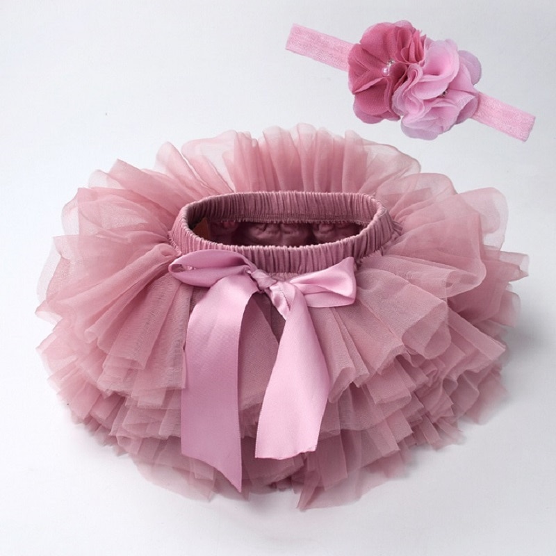 Baby Girl's Mesh Skirt with Bow and Matching Color Headband Baby Girl's Mesh Skirt with Bow and Matching Color Headband