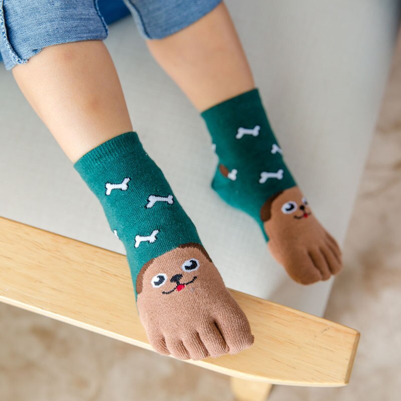 Kid's Cartoon Animal Style Cotton Toe Socks