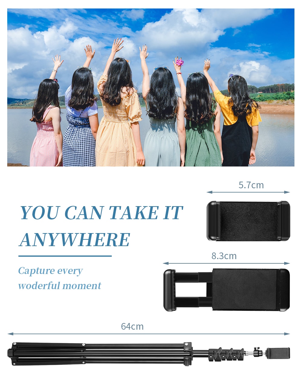 Aluminum Selfie Tripod for Phone Camera