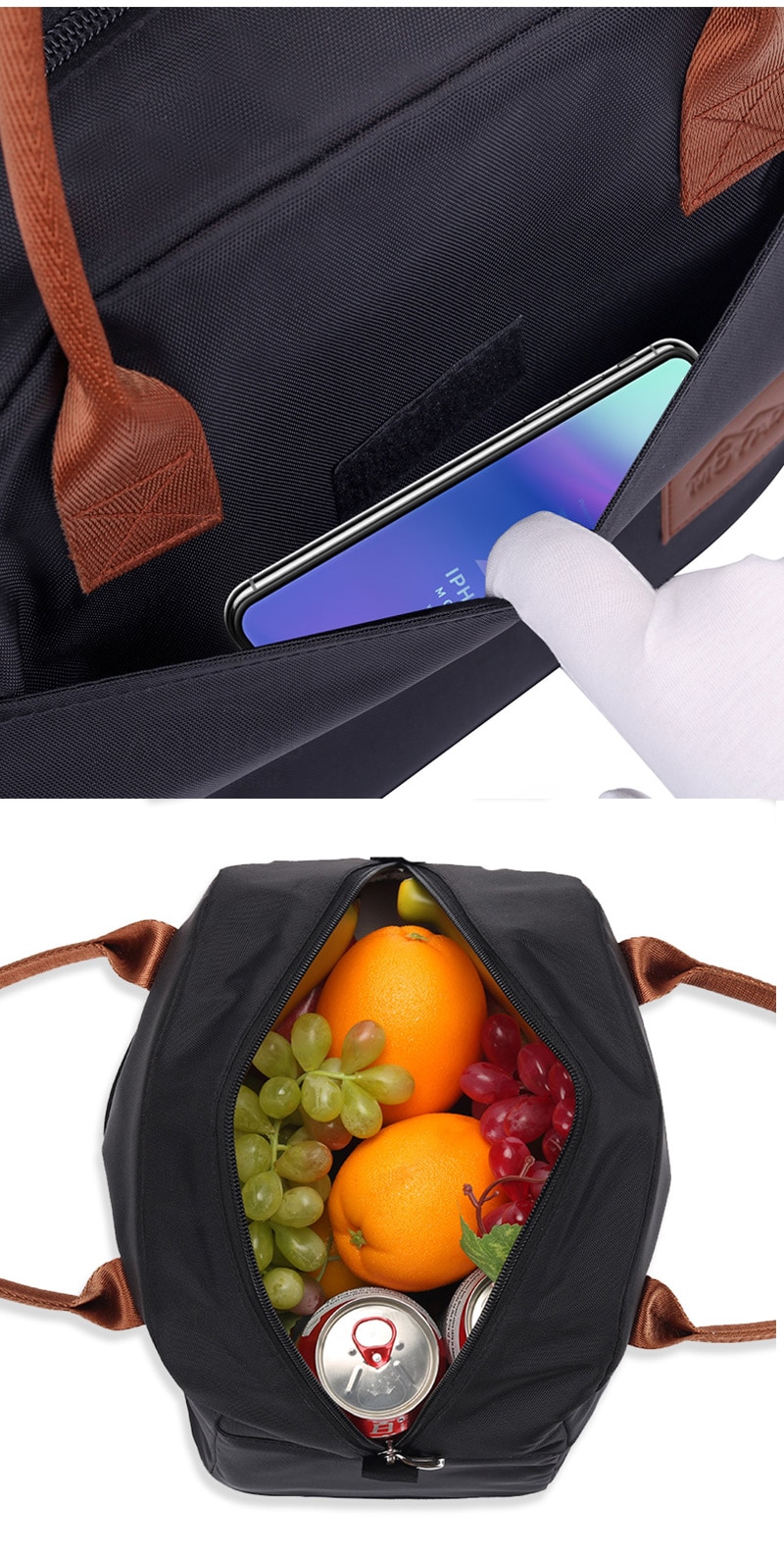 Simple Style Black Cooler Lunch Bag