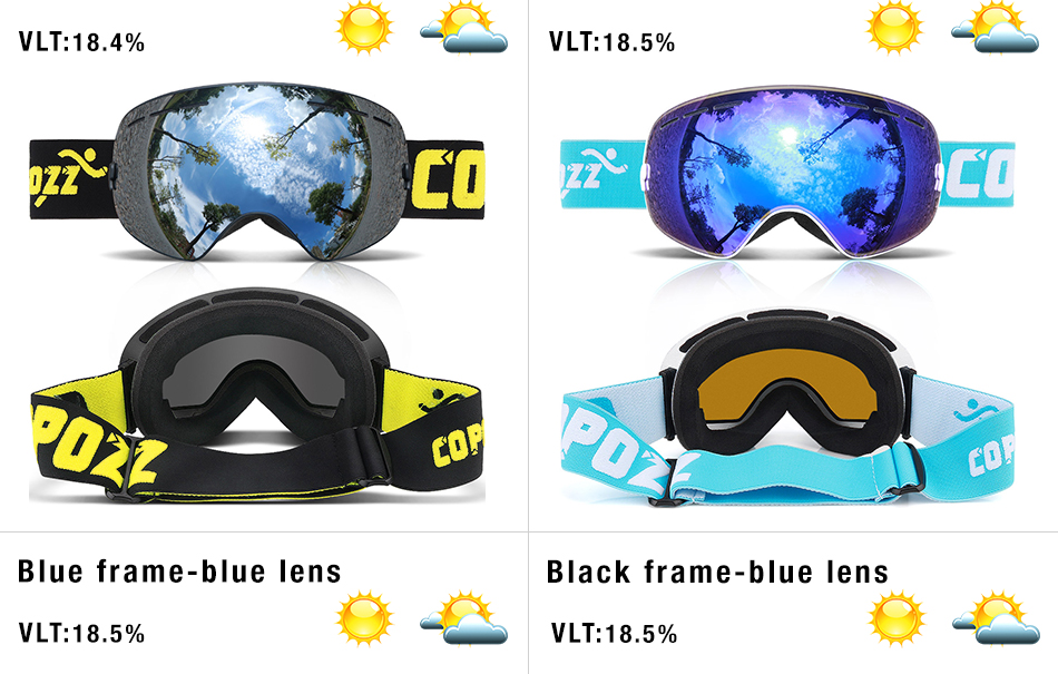 COPOZZ brand ski goggles double layers UV400 anti-fog big ski mask glasses skiing snow men women snowboard goggles GOG-201 Pro