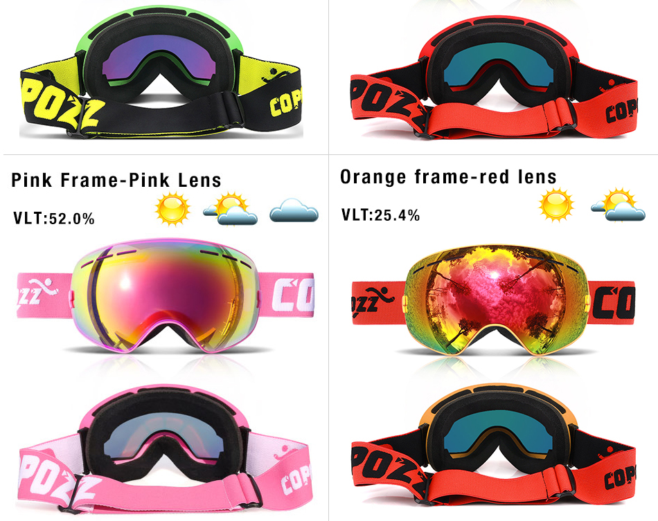 COPOZZ brand ski goggles double layers UV400 anti-fog big ski mask glasses skiing snow men women snowboard goggles GOG-201 Pro