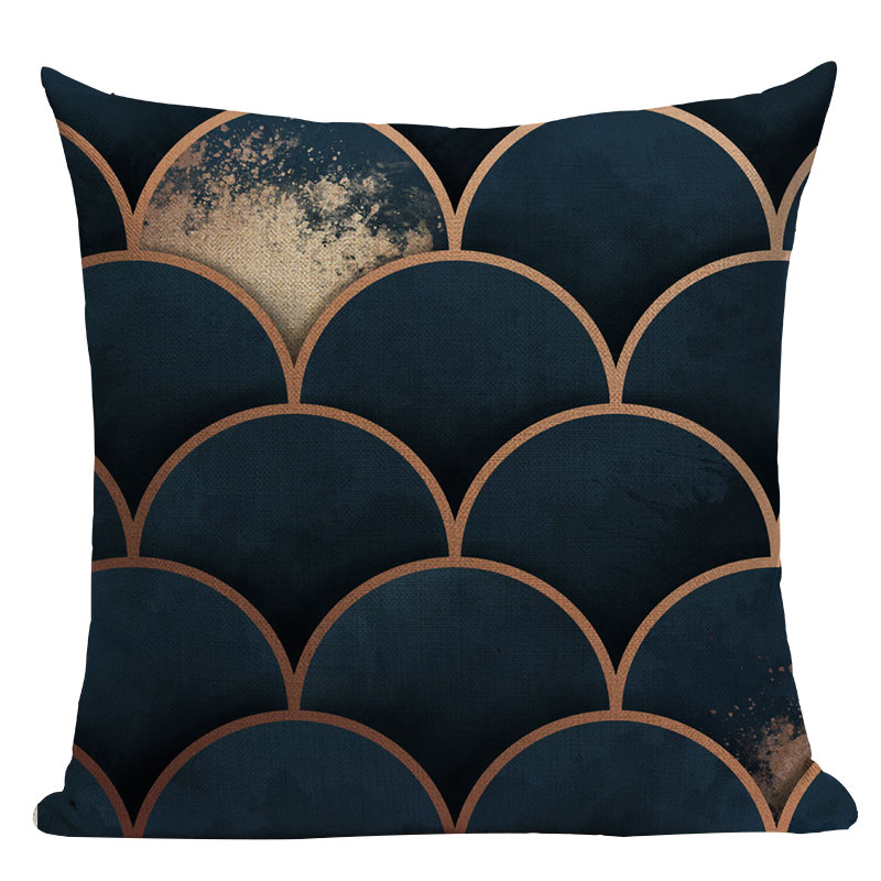 Geometric Black & Blue Cushion Cover