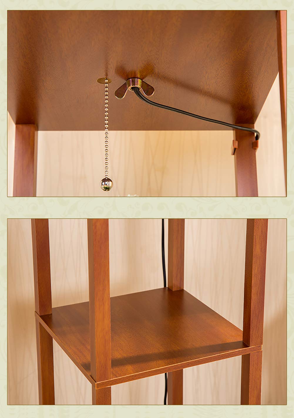 Modern Classic Rectangular Floor Lamp with Shelves