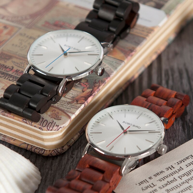 Round Mechanical Wooden Watch