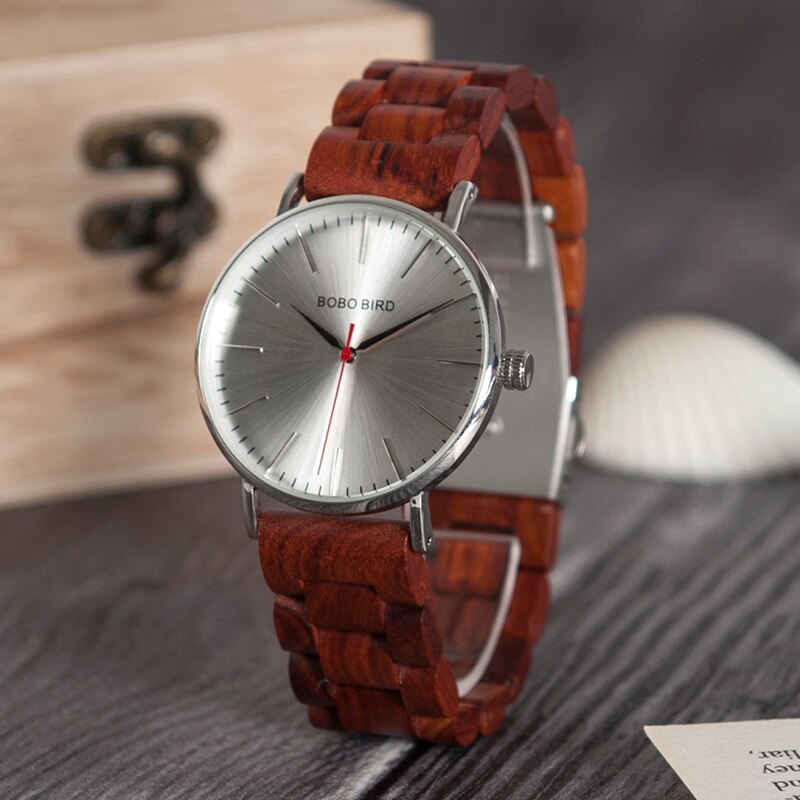 Round Mechanical Wooden Watch