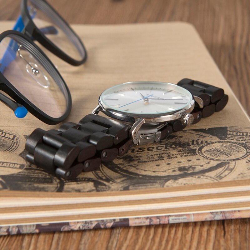 Round Mechanical Wooden Watch