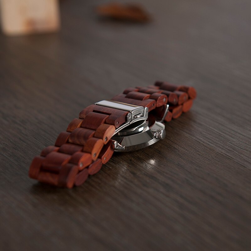 Round Mechanical Wooden Watch