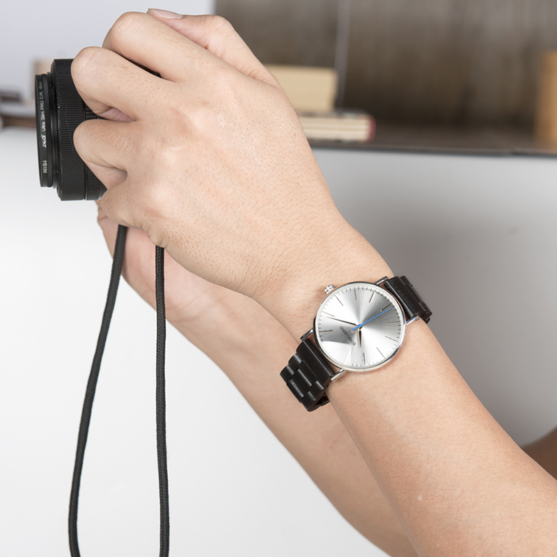 Round Mechanical Wooden Watch