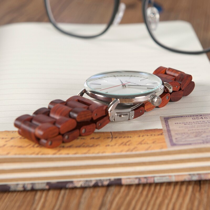 Round Mechanical Wooden Watch