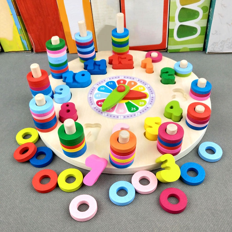 Baby's Wooden Puzzle Clock Math Toy