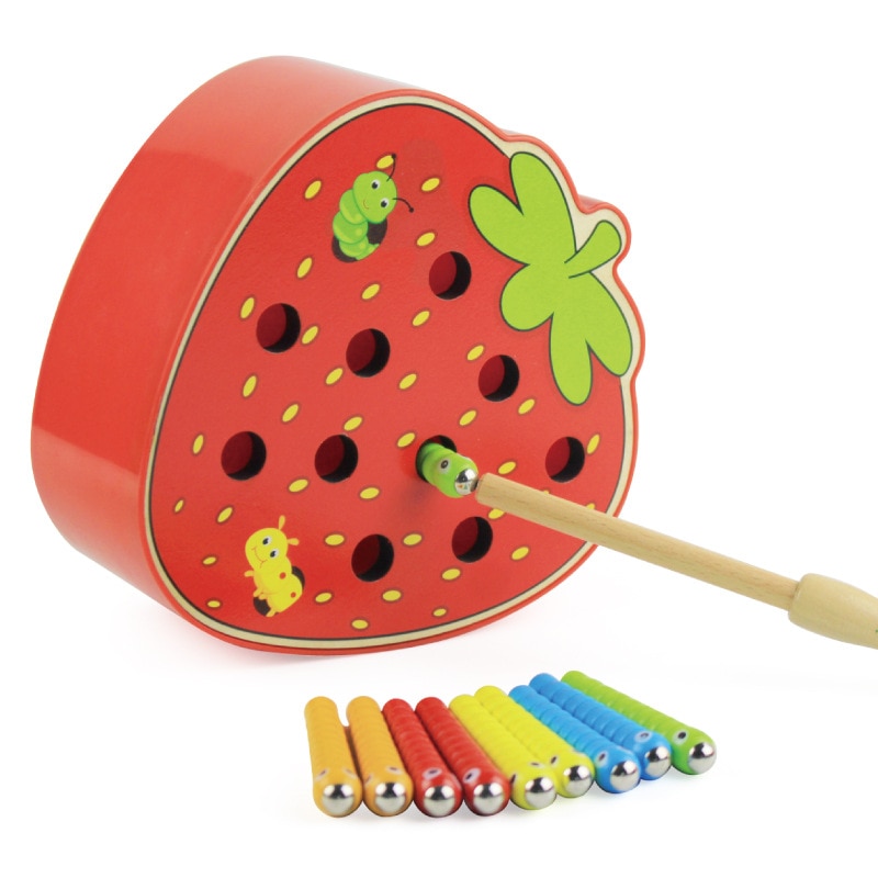 Wooden Game with Caterpillars and Apple