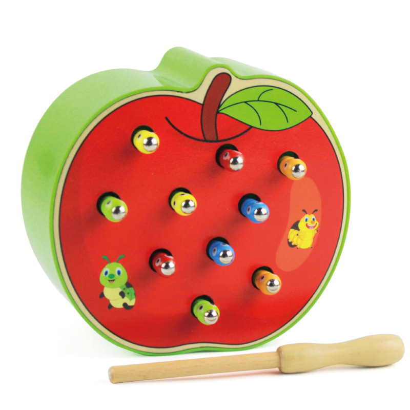 Wooden Game with Caterpillars and Apple