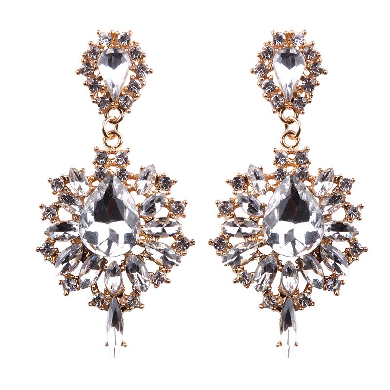 Women's Luxury Colorful Crystal Gems Drop Earrings