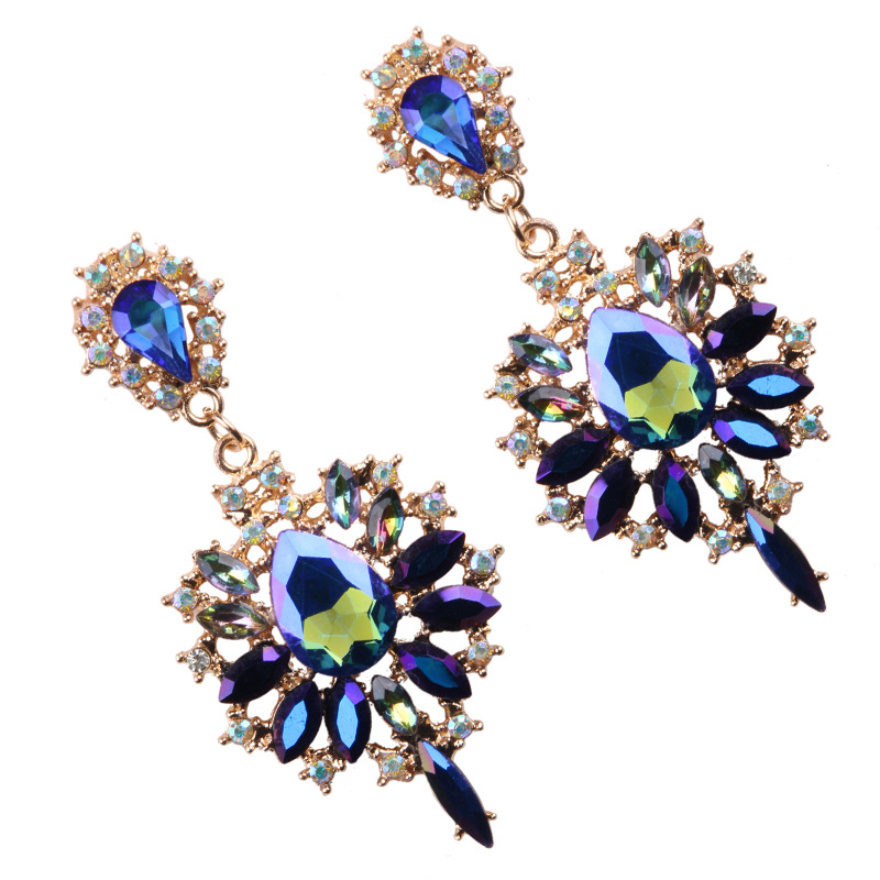 Women's Luxury Colorful Crystal Gems Drop Earrings