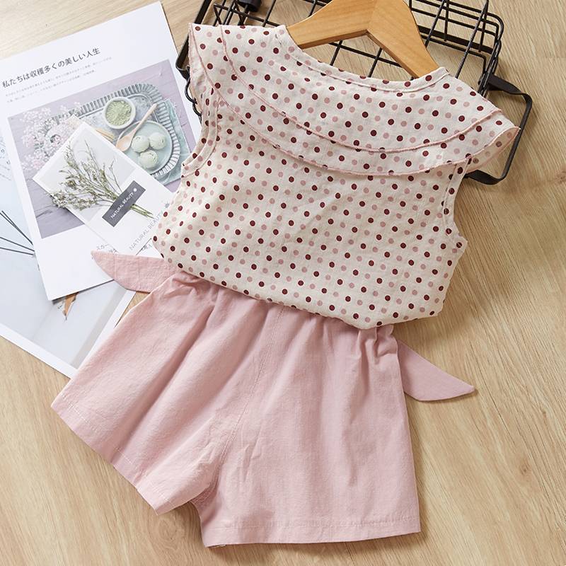 Girl's Floral Chiffon Top with Embroidered Bottoms Set