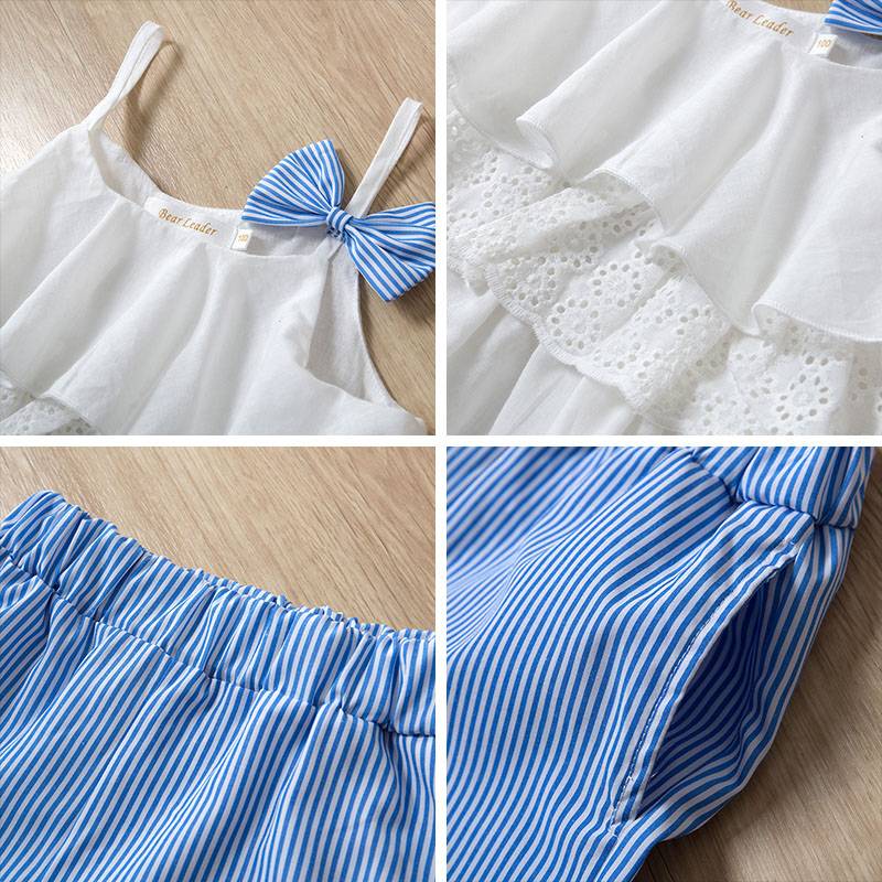 Girl's Floral Chiffon Top with Embroidered Bottoms Set