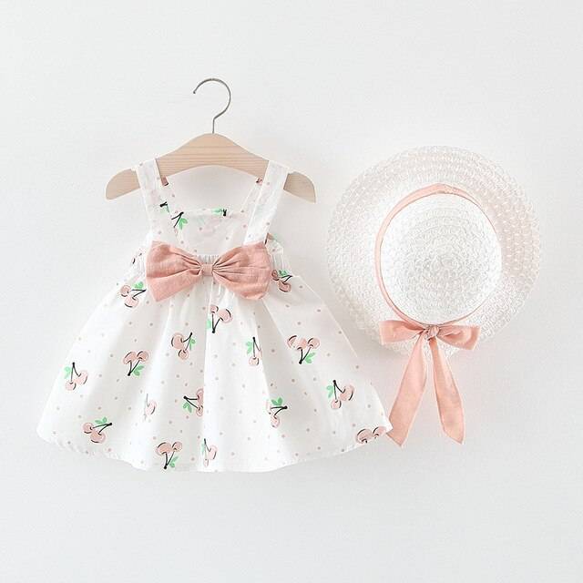 Baby Girl's Summer Patterned Dress with Hat