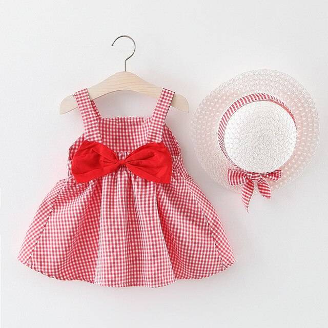 Baby Girl's Summer Patterned Dress with Hat