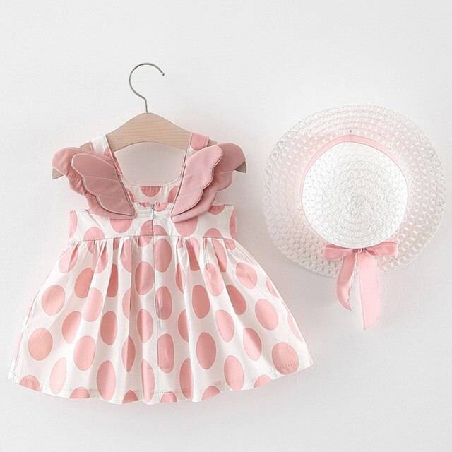 Baby Girl's Summer Patterned Dress with Hat