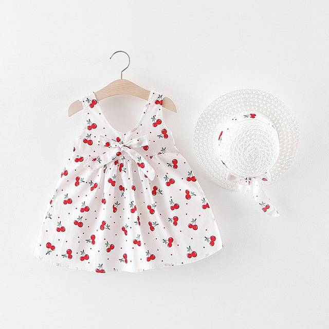 Baby Girl's Summer Patterned Dress with Hat