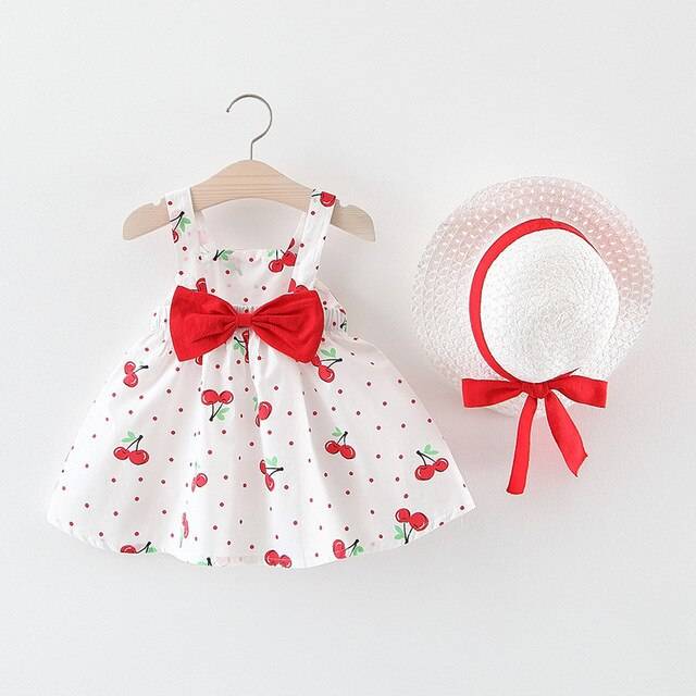 Baby Girl's Summer Patterned Dress with Hat