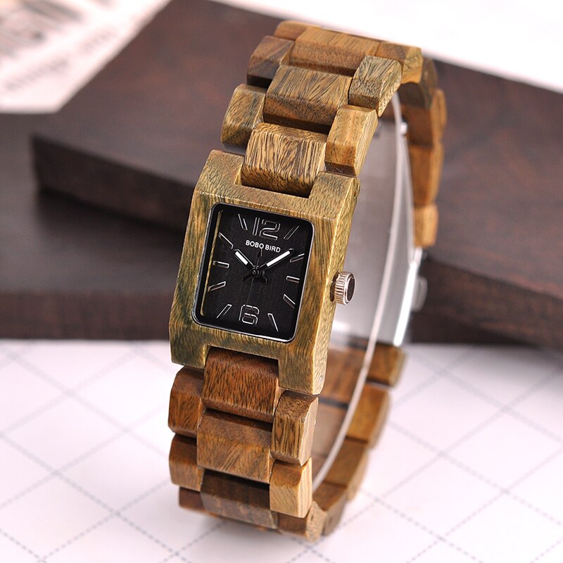 Women's Square Shaped Wooden Watch