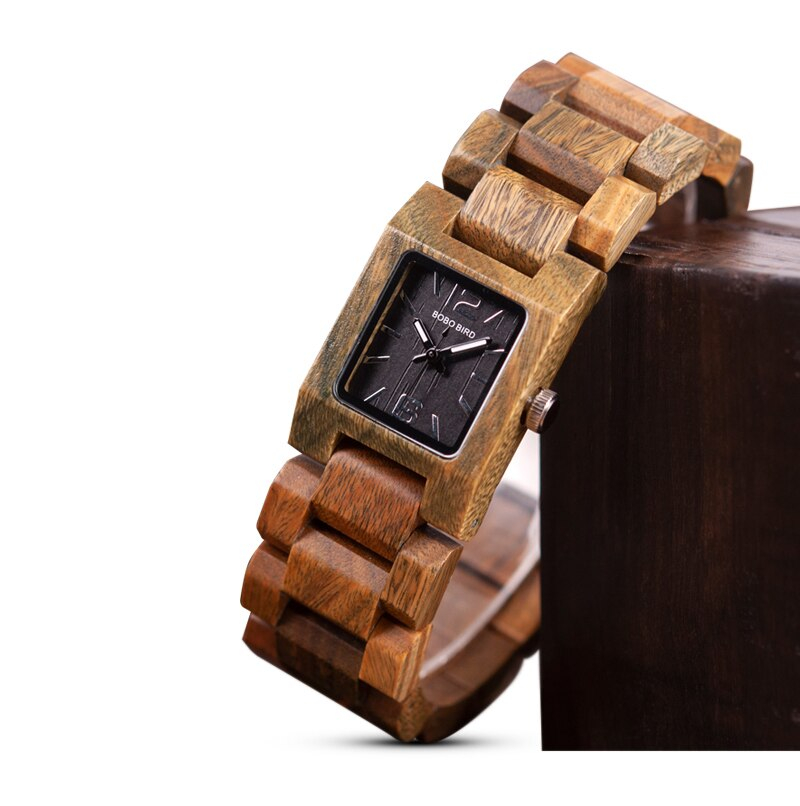 Women's Square Shaped Wooden Watch