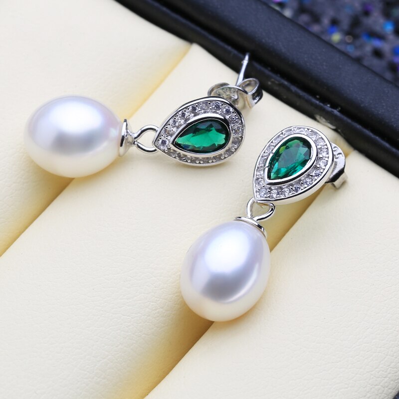 Romantic 925 Silver Pearls Necklace and Earrings Women's Jewelry 3 pcs Set