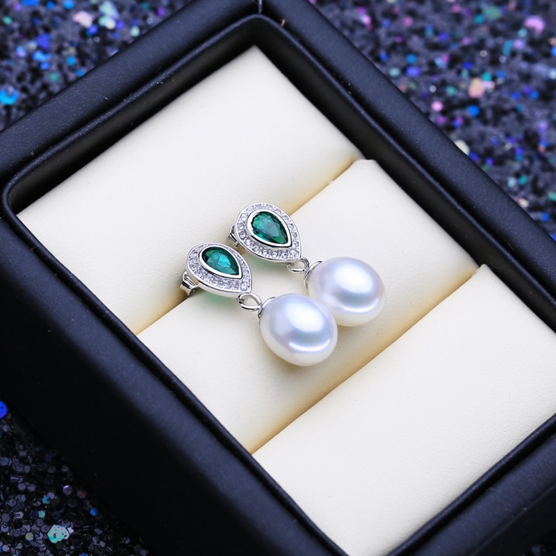 Romantic 925 Silver Pearls Necklace and Earrings Women's Jewelry 3 pcs Set