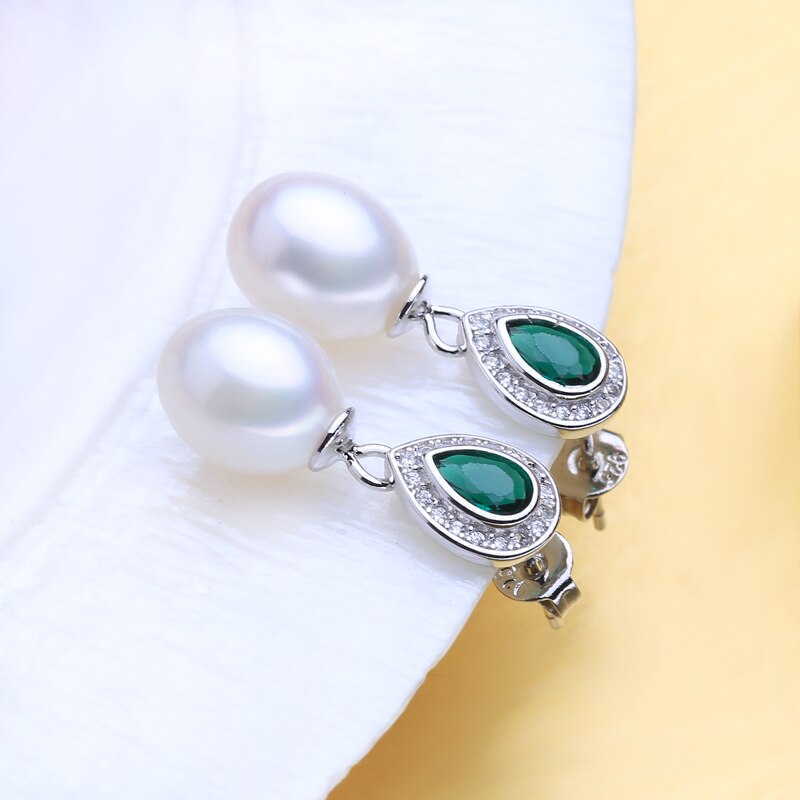 Romantic 925 Silver Pearls Necklace and Earrings Women's Jewelry 3 pcs Set